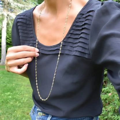 Newport Peridot Long Necklace in 14k Gold (August)