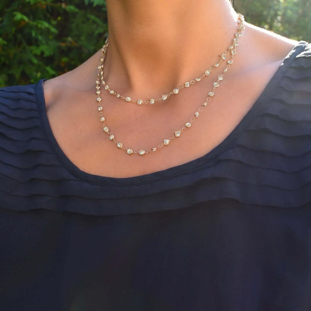 Newport Opal Long Necklace in 14k Gold (October)
