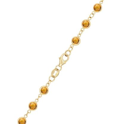 Newport Citrine Long Necklace in 14k Gold (November)