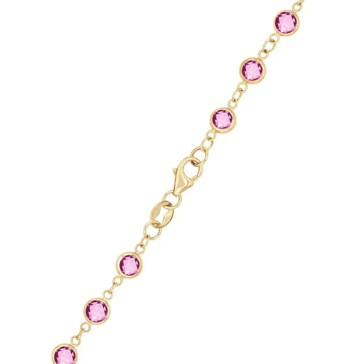 Newport Pink Sapphire Long Necklace in 14k Gold (October)