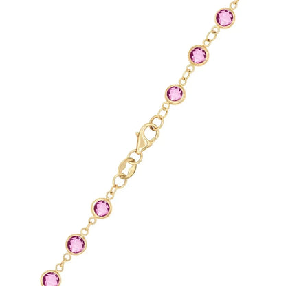 Newport Pink Sapphire Long Necklace in 14k Gold (October)