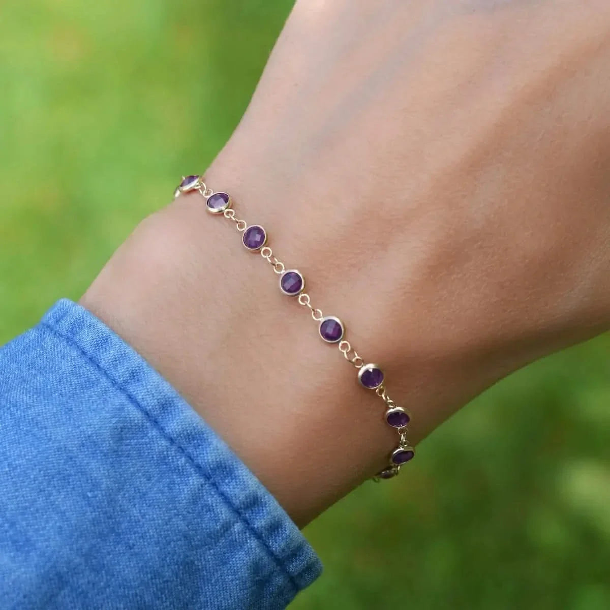 Newport Amethyst Bracelet in 14k Gold (February)
