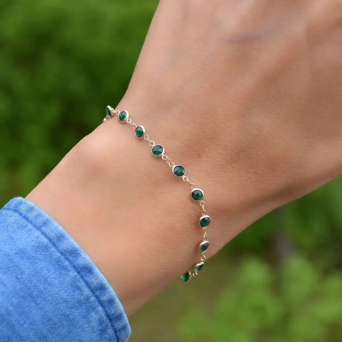 Newport Emerald Bracelet in 14k Gold (May)