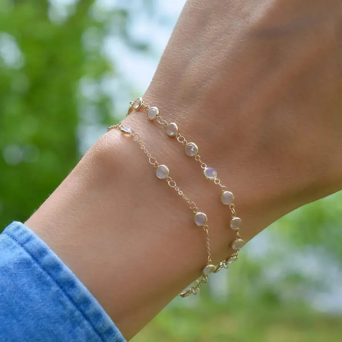 Newport Moonstone Bracelet in 14k Gold (June)