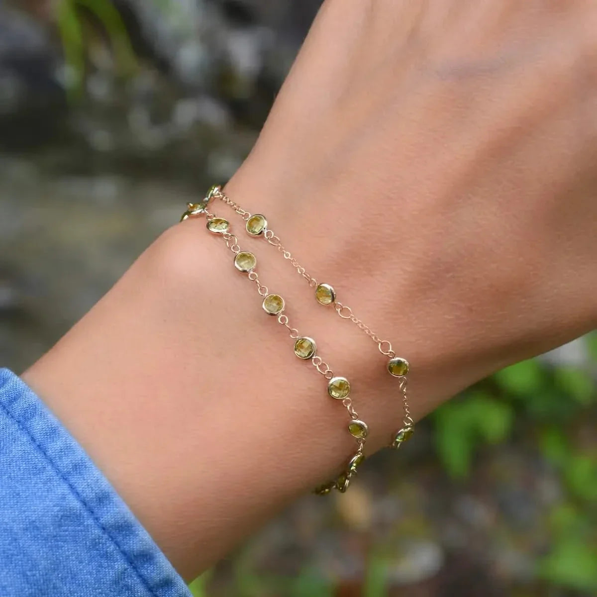 Newport Peridot Bracelet in 14k Gold (August)