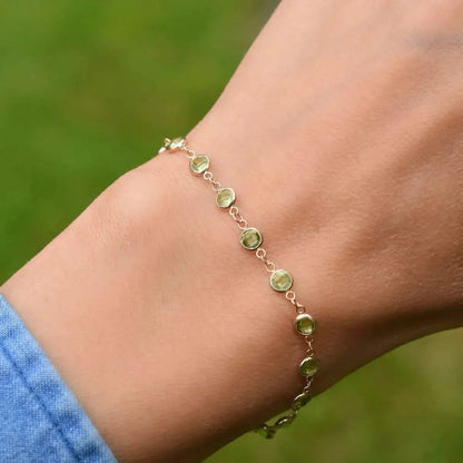 Newport Peridot Bracelet in 14k Gold (August)