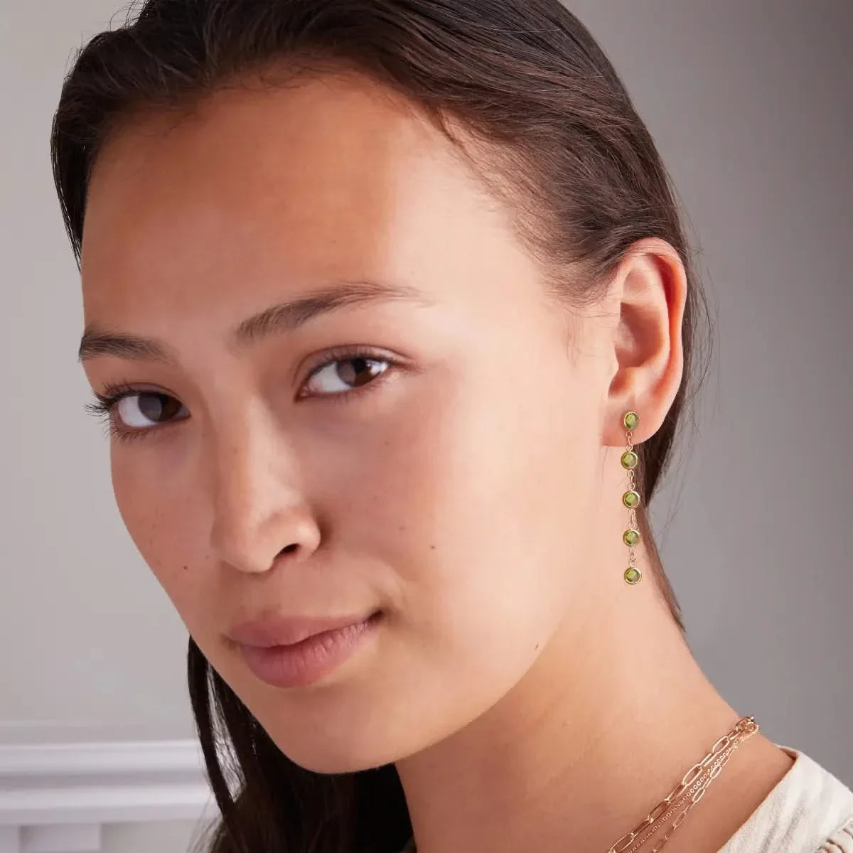 Newport Peridot Earrings in 14k Gold (August)