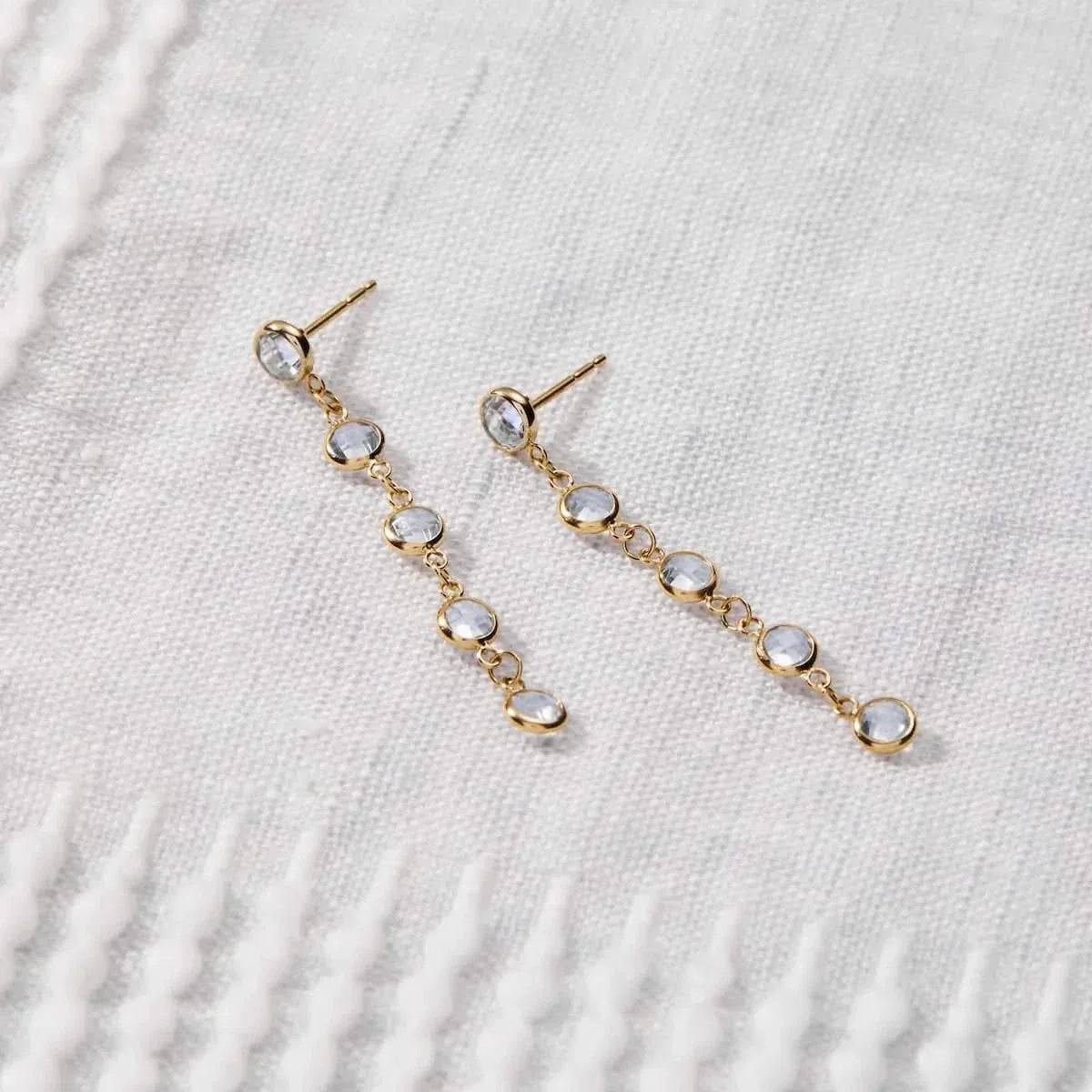 Newport Aquamarine Earrings in 14k Gold (March)