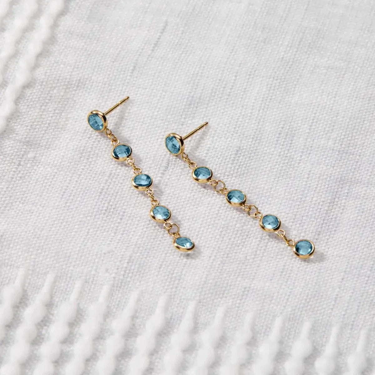 Newport Nantucket Blue Topaz Earrings in 14k Gold (December)