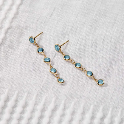 Newport Nantucket Blue Topaz Earrings in 14k Gold (December)