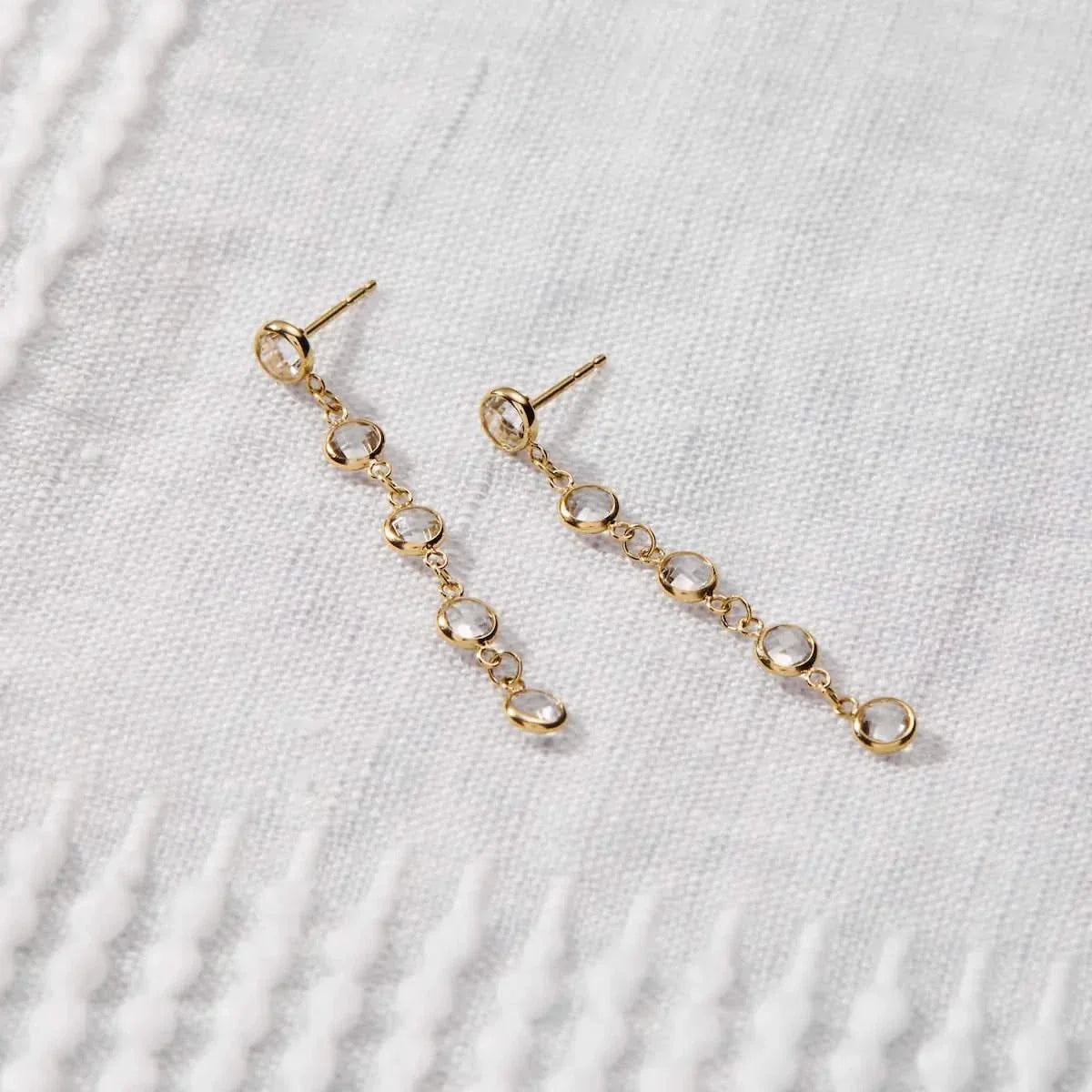 Newport White Topaz Earrings in 14k Gold (April)