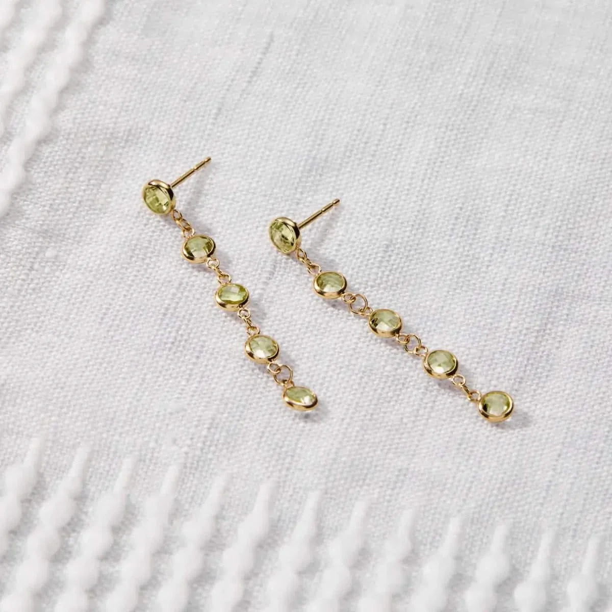 Newport Peridot Earrings in 14k Gold (August)