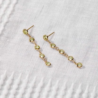 Newport Peridot Earrings in 14k Gold (August)