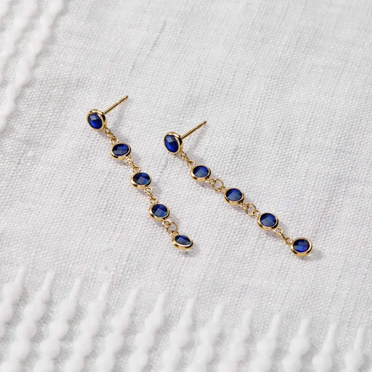 Newport Sapphire Earrings in 14k Gold (September)
