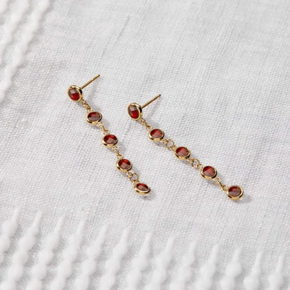 Newport Garnet Earrings in 14k Gold (January)