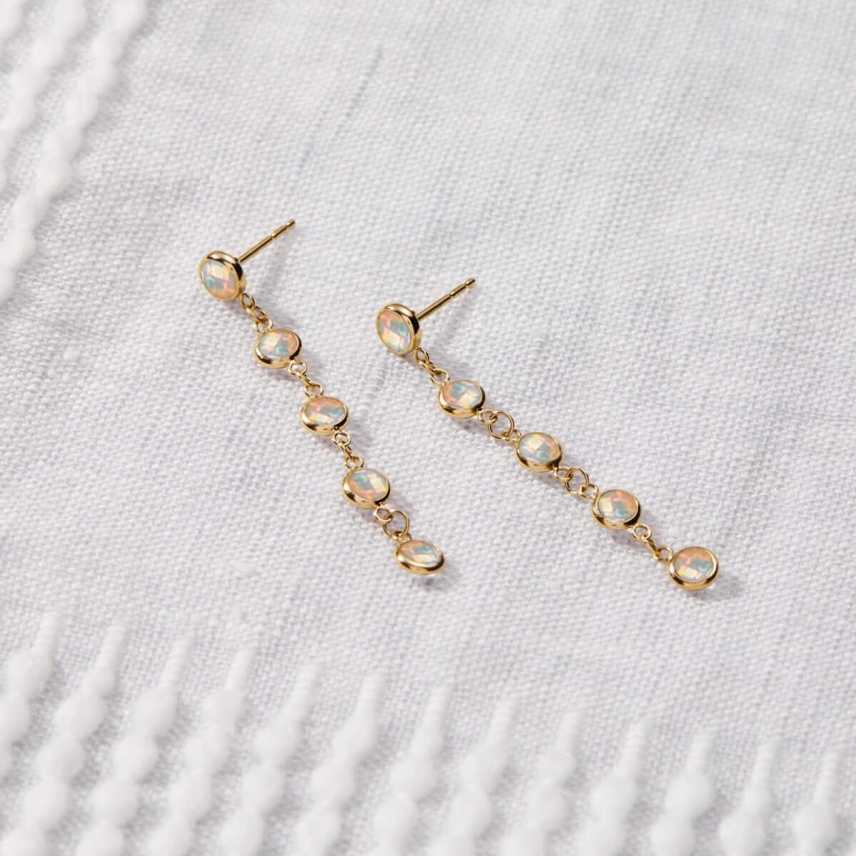 Newport Opal Earrings in 14k Gold (October)