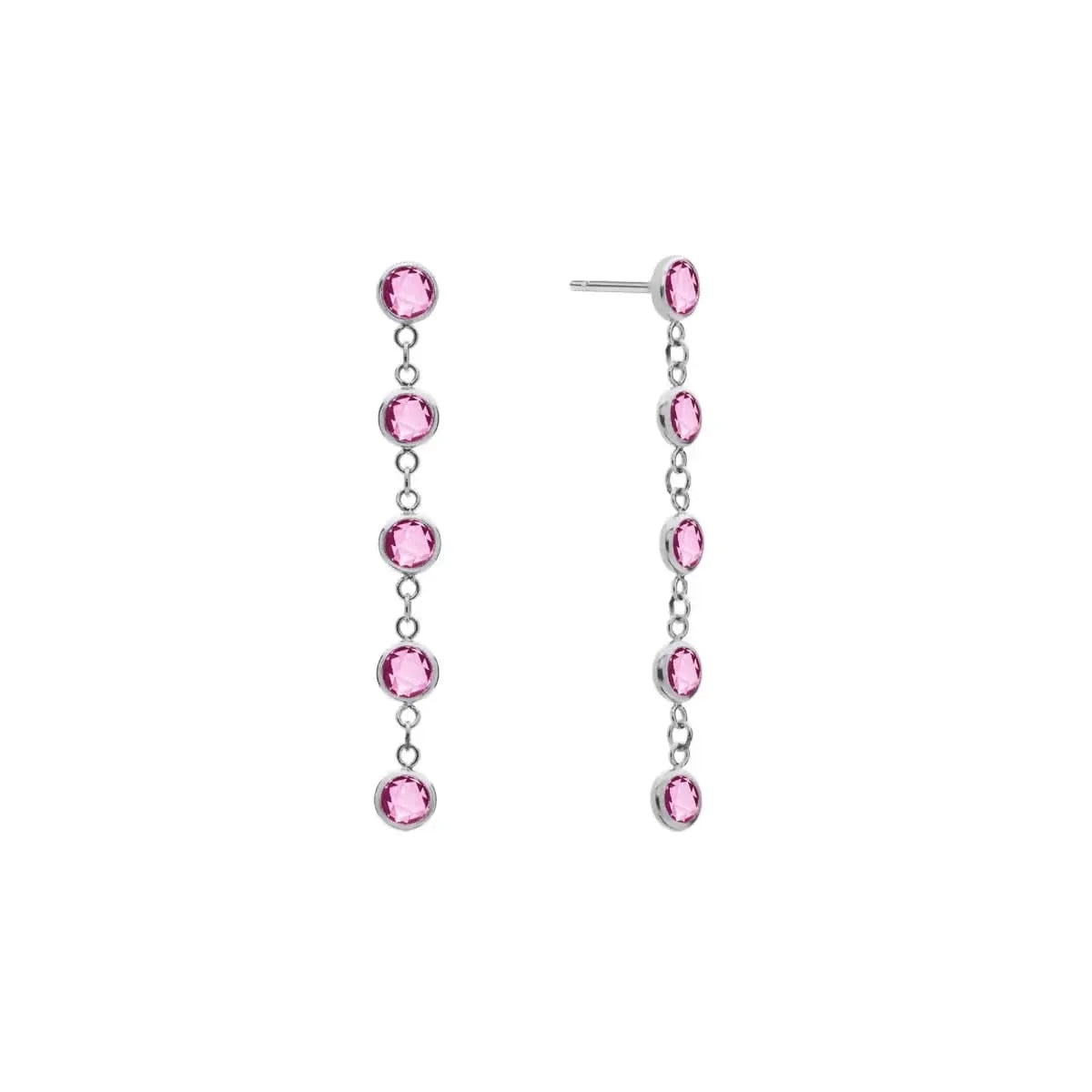 Newport Pink Sapphire Earrings in 14k Gold (October)