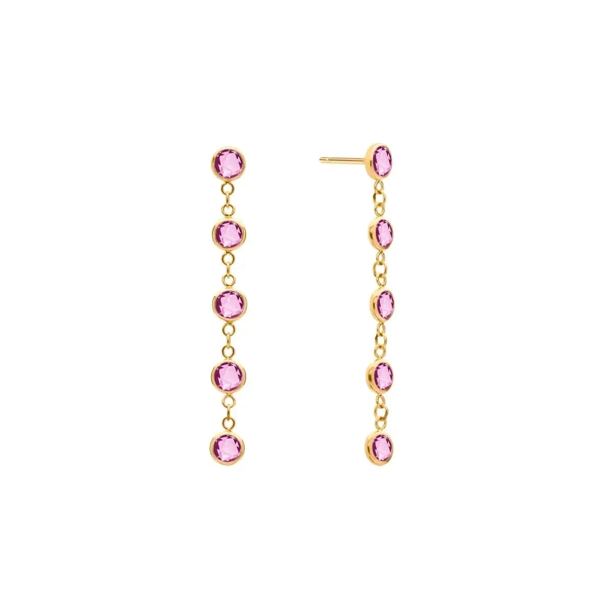 Newport Pink Sapphire Earrings in 14k Gold (October)