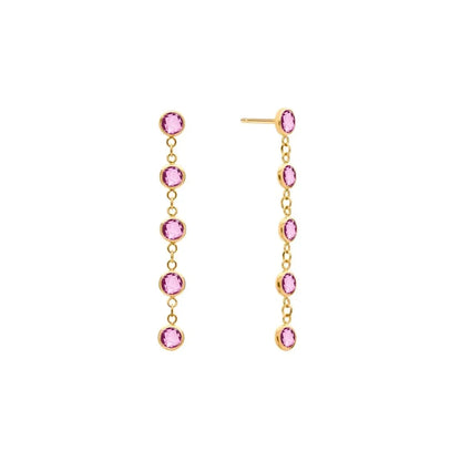 Newport Pink Sapphire Earrings in 14k Gold (October)