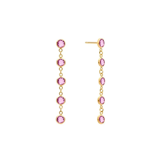 Newport Pink Sapphire Earrings in 14k Gold (October)