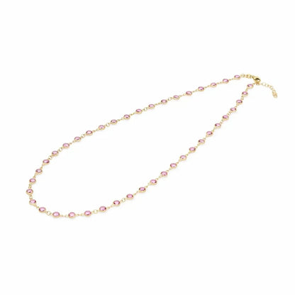 Newport Pink Sapphire Necklace in 14k Gold (October)