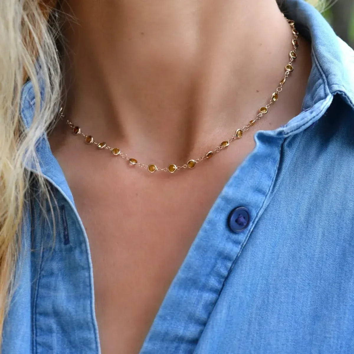 Newport Citrine Necklace in 14k Gold (November)