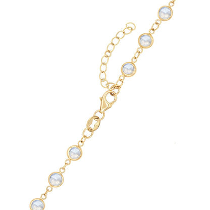 Rosecliff Diamond Small Circle & Newport Moonstone Necklace in 14k Gold (June)