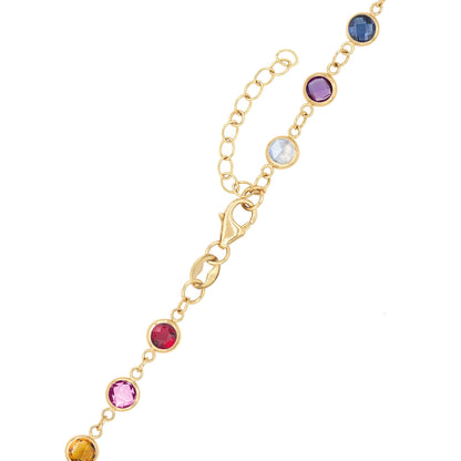 Rainbow Large Peace Sign Newport Necklace in 14k Gold