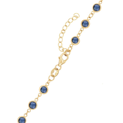 Rosecliff Diamond Small Circle & Newport Sapphire Necklace in 14k Gold (September)