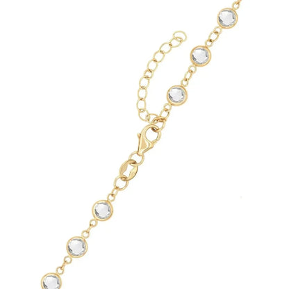 Rosecliff Diamond Small Circle & Newport White Topaz Necklace in 14k Gold (April)