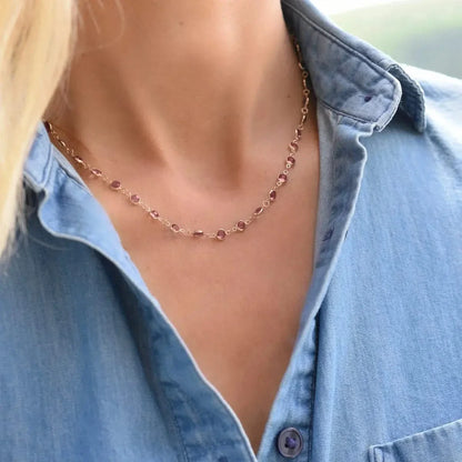 Newport Pink Sapphire Necklace in 14k Gold (October)