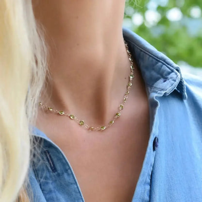 Newport Peridot Necklace in 14k Gold (August)