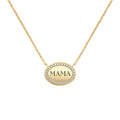 Mama Pavé Oval Necklace in 14k Gold
