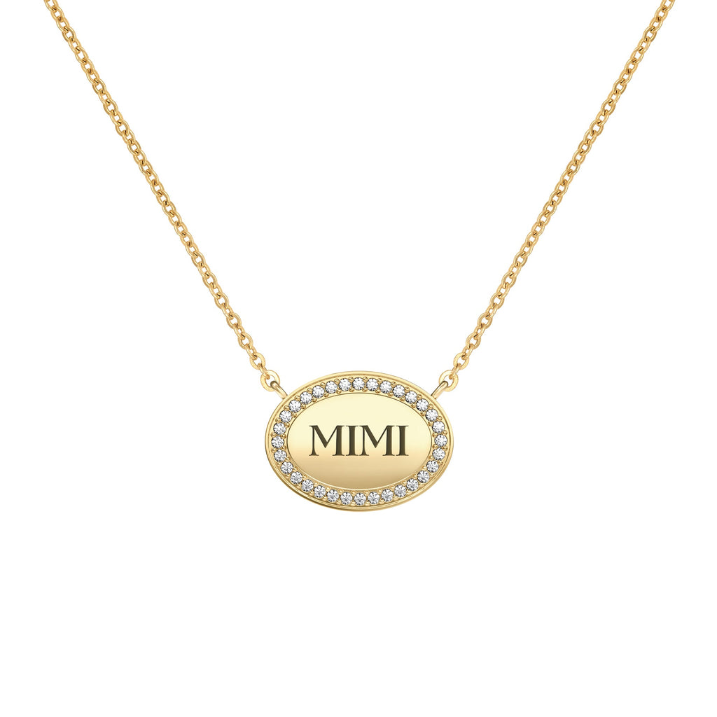 Mimi Pavé Oval Necklace in 14k Gold