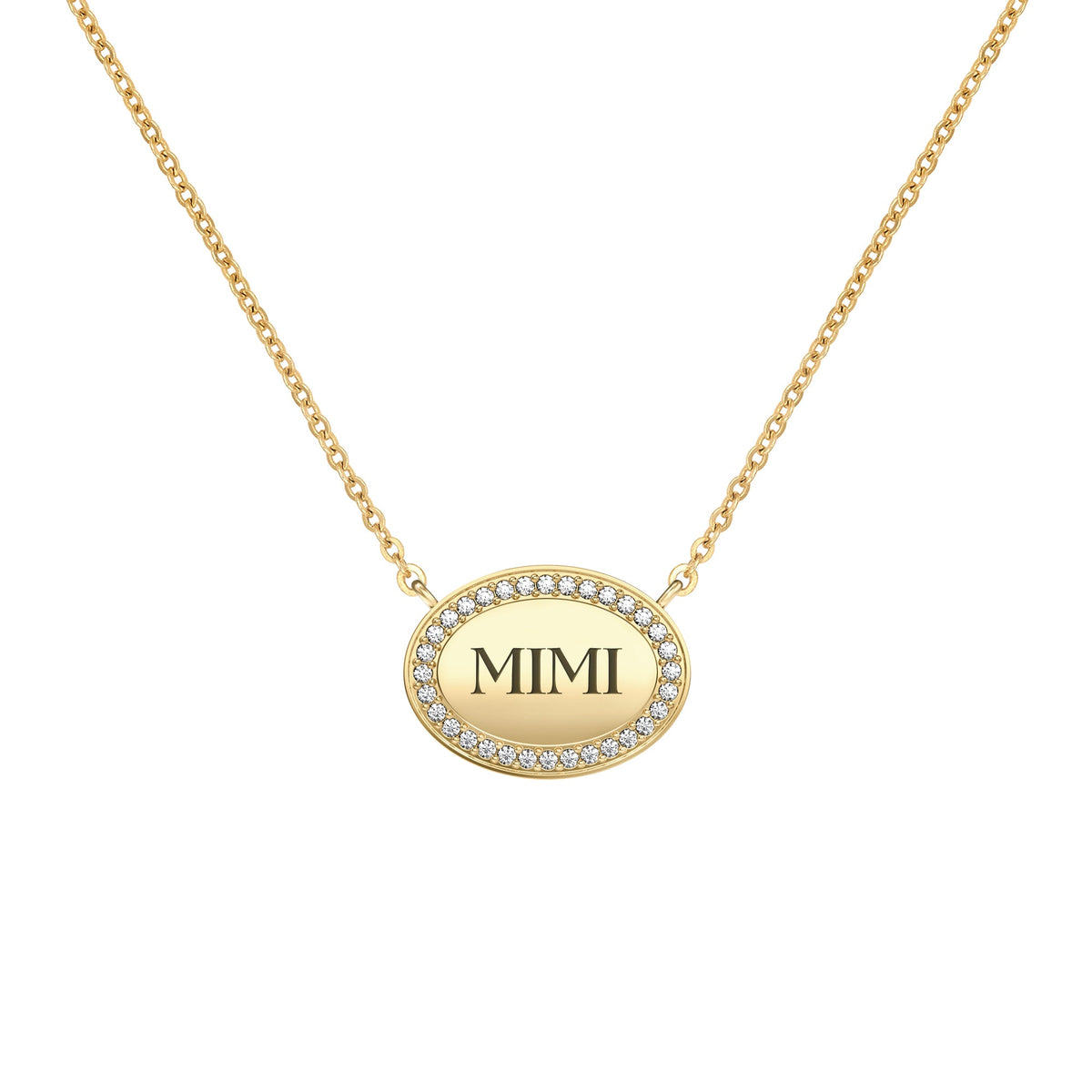 Mimi Pavé Oval Necklace in 14k Gold