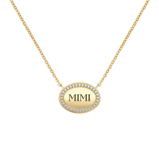 Mimi Pavé Oval Necklace in 14k Gold
