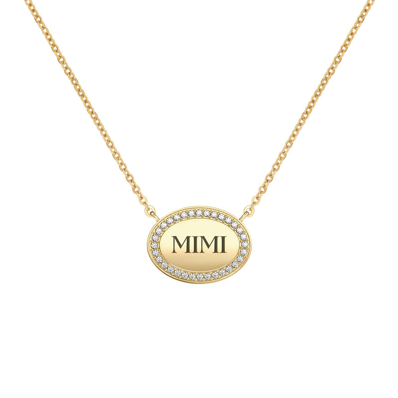 Mimi Pavé Oval Necklace in 14k Gold