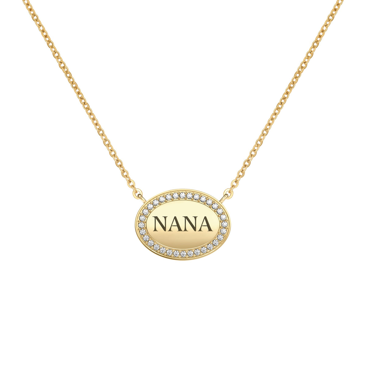 Nana Pavé Oval Necklace in 14k Gold