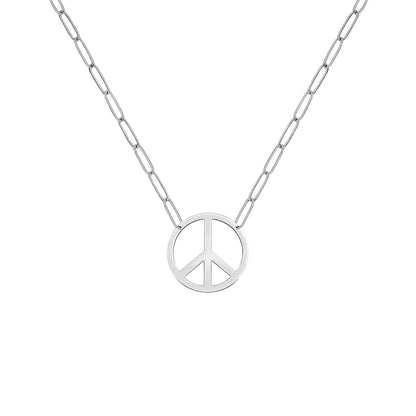Large Peace Sign Adelaide Mini Necklace in 14k Gold