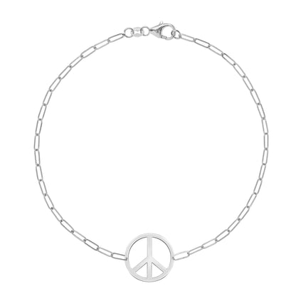 Large Peace Sign Adelaide Mini Bracelet in 14k Gold