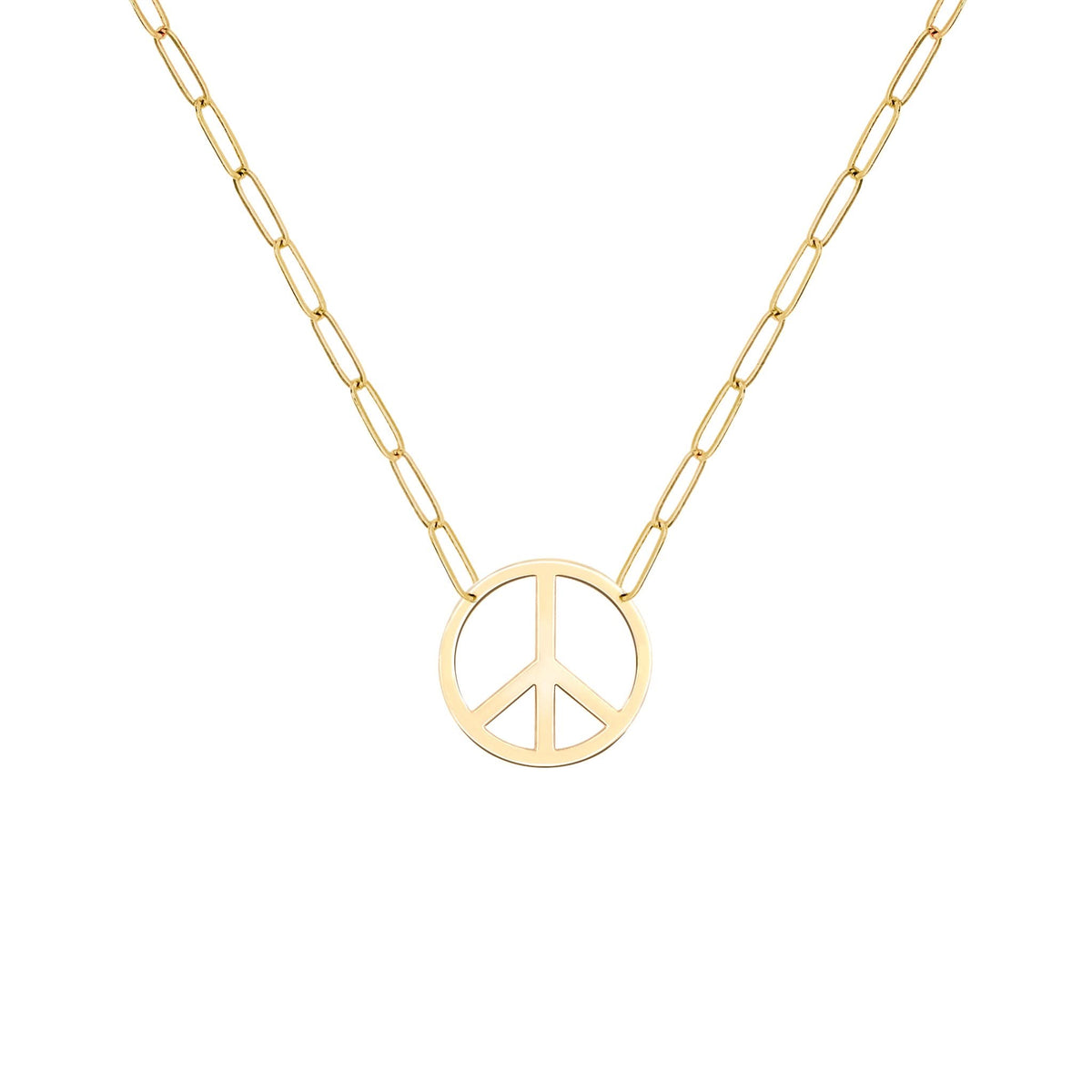 Large Peace Sign Adelaide Mini Necklace in 14k Gold