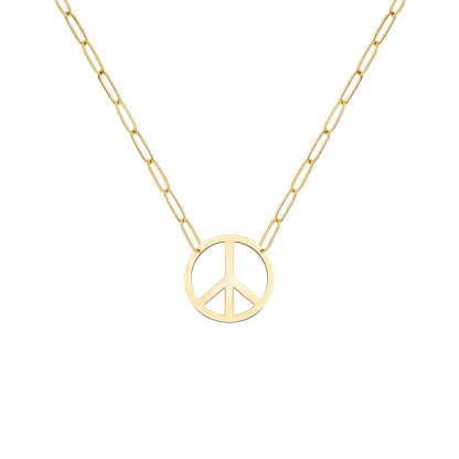 Large Peace Sign Adelaide Mini Necklace in 14k Gold