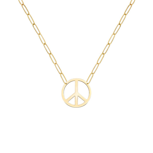Large Peace Sign Adelaide Mini Necklace in 14k Gold