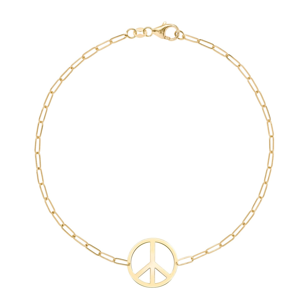 Large Peace Sign Adelaide Mini Bracelet in 14k Gold