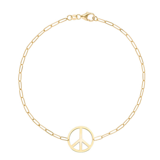 Large Peace Sign Adelaide Mini Bracelet in 14k Gold