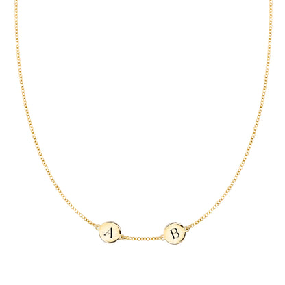 2 Letter Necklace in 14k Gold (Single Spacing)