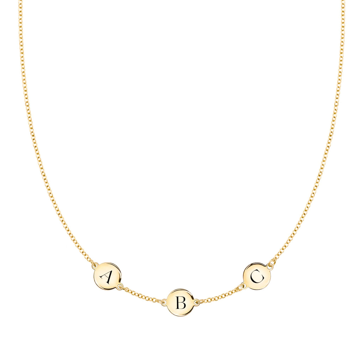 3 Letter Necklace in 14k Gold (Single Spacing)