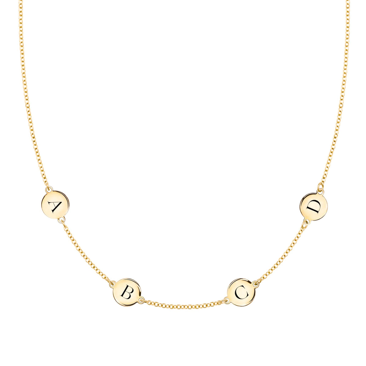 4 Letter Necklace in 14k Gold (Double Spacing)