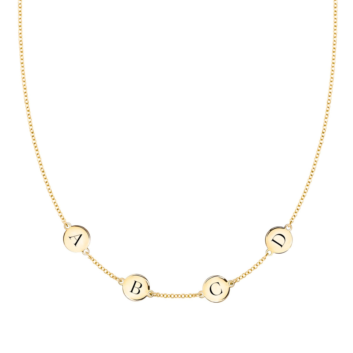 4 Letter Necklace in 14k Gold (Single Spacing)