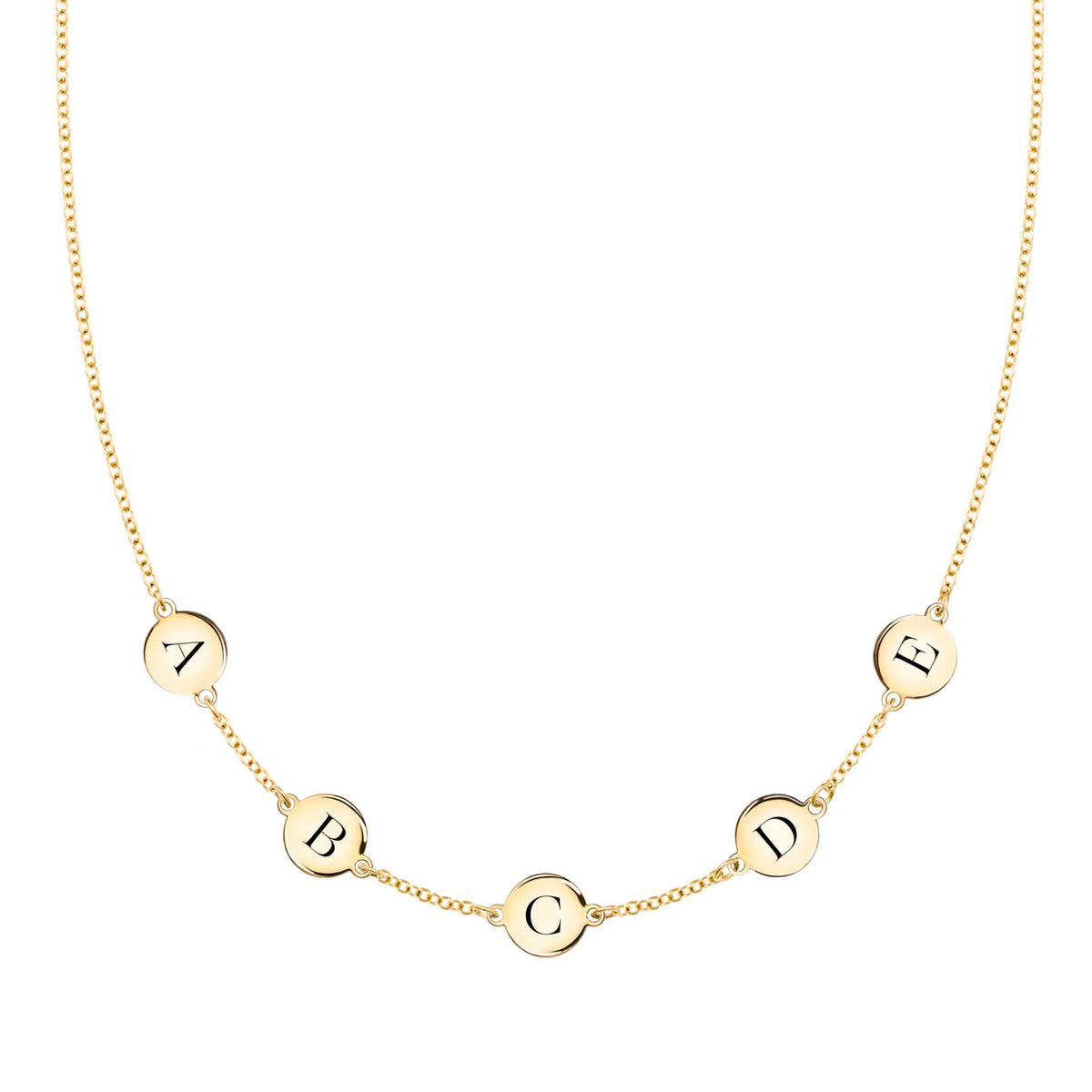 5 Letter Necklace in 14k Gold (Single Spacing)